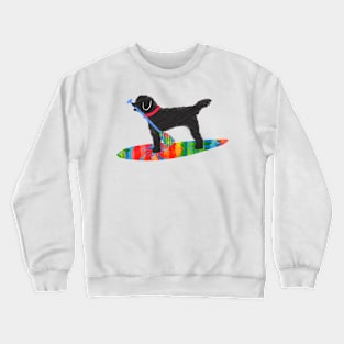 Colorful Stand Up Paddle Board Black Labradoodle Dog Crewneck Sweatshirt